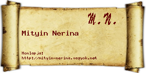 Mityin Nerina névjegykártya
